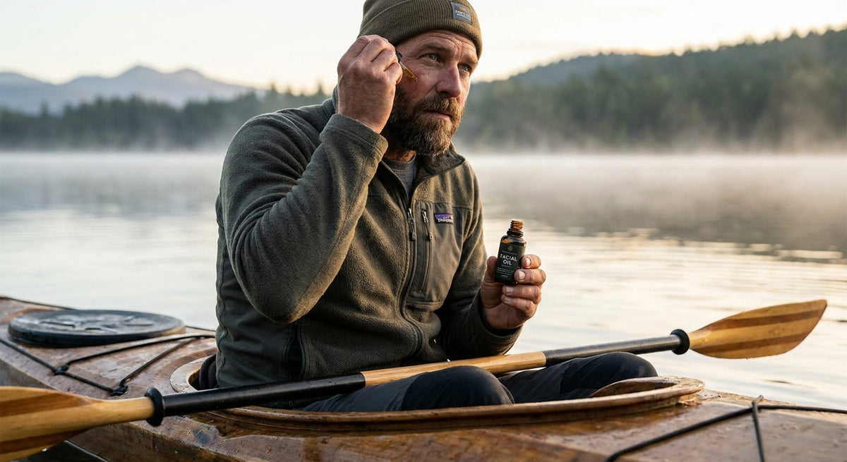 Facial oil for men who row or kayak outdoors