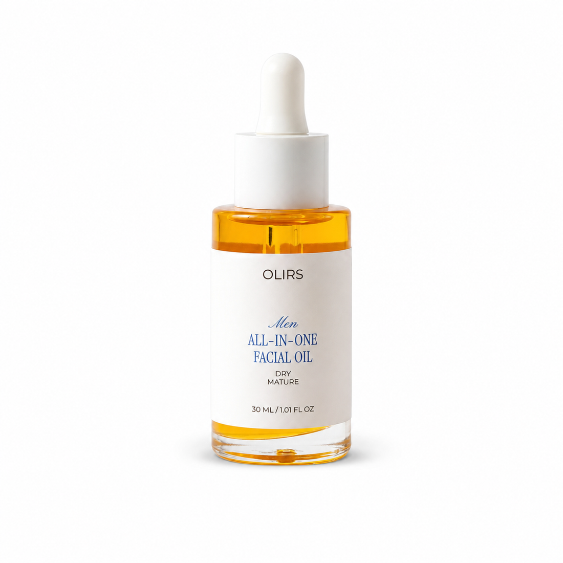 OLIRS All-In-One Facial Oil bottle — essential skincare ingredients for men