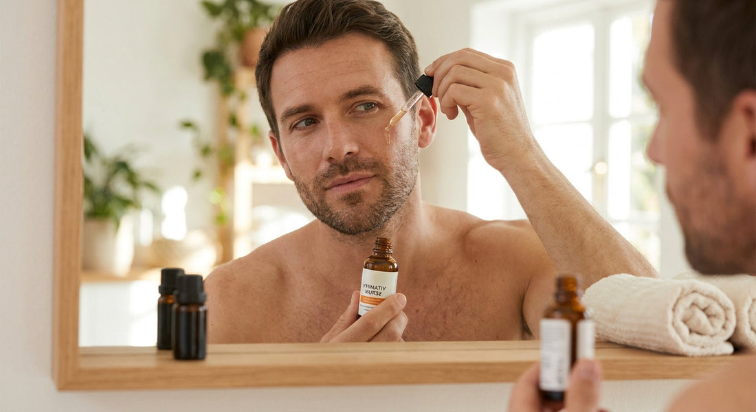 Vitamin C serum for dark spots on men's skin