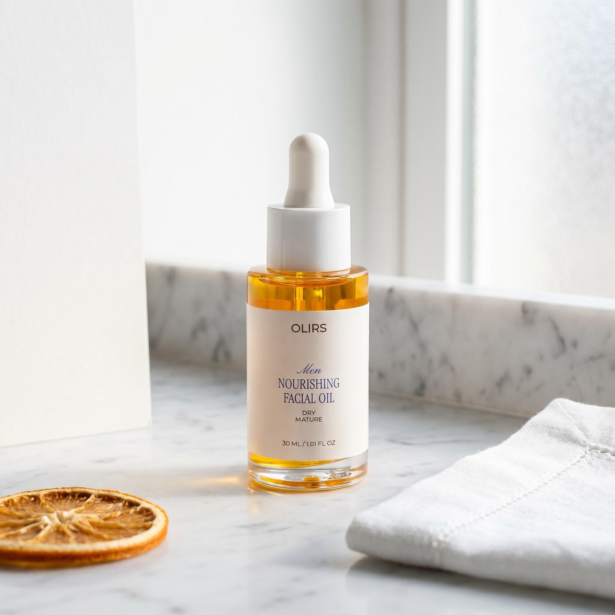 Nourishing Facial Oil - Lifestyle Countertop | OLIRS Men's Skincare